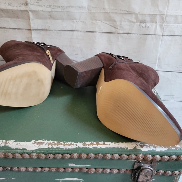 Marc Fisher Kadey Chocolate Brown  Suede Fringe Ankle Boots - Picture 6 of 7